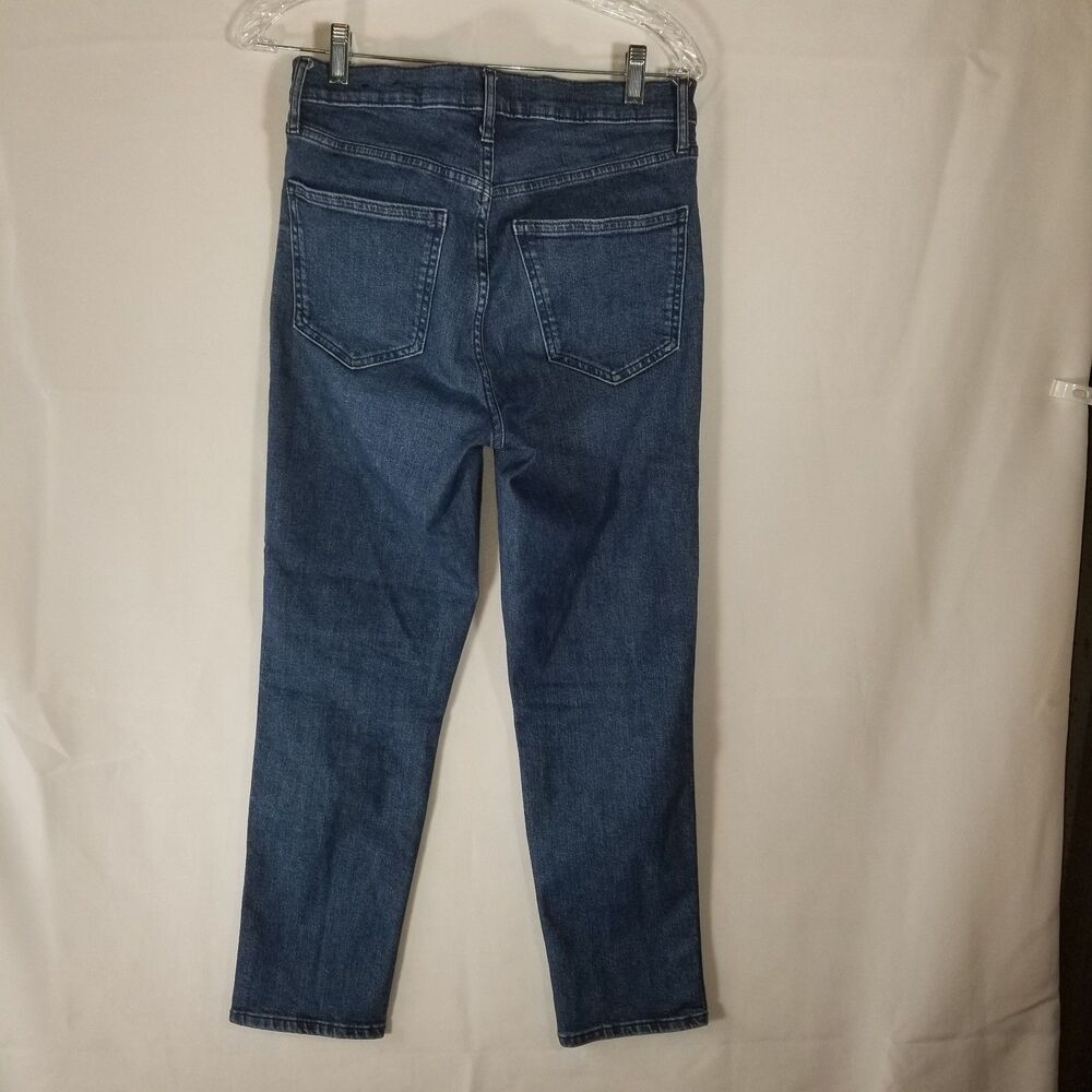 GAP High Rise Vintage Slim Jeans Size 4R 27 Dark Villa Wash Blue Stretch Denim - Picture 2 of 11